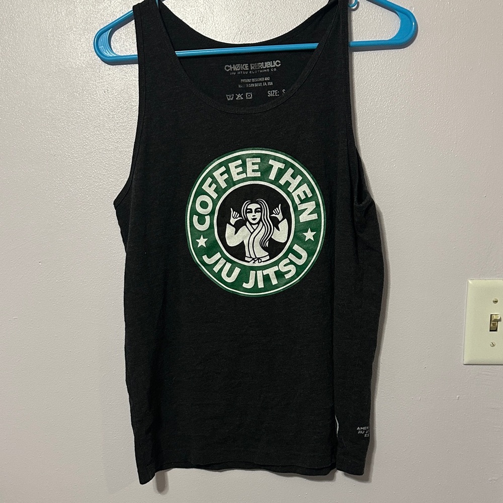 Coffee Then Jiu Jitsu Graphic Tank Top - Dark Gray - Picture 3 of 4